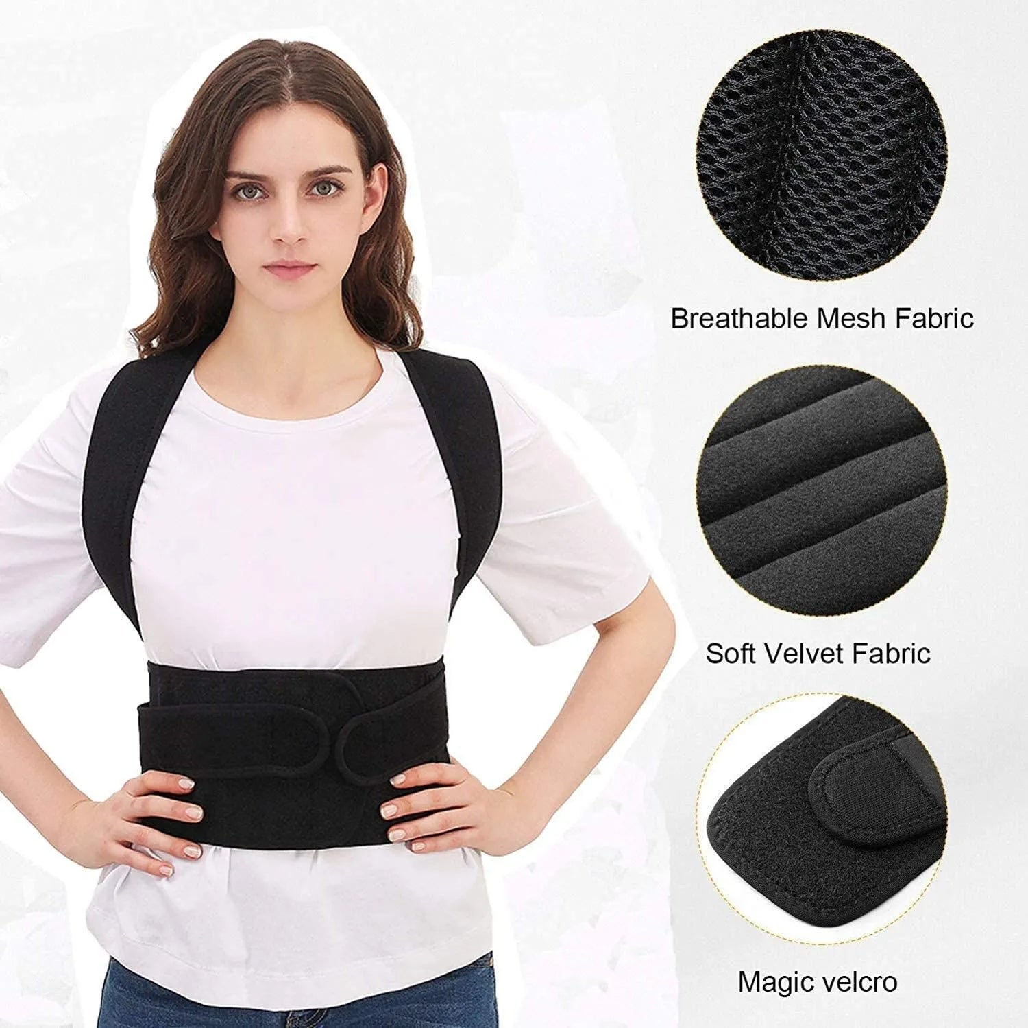 Adjustable Back Posture Corrector for Men & Women – Comfortable & Breathable Support Brace
