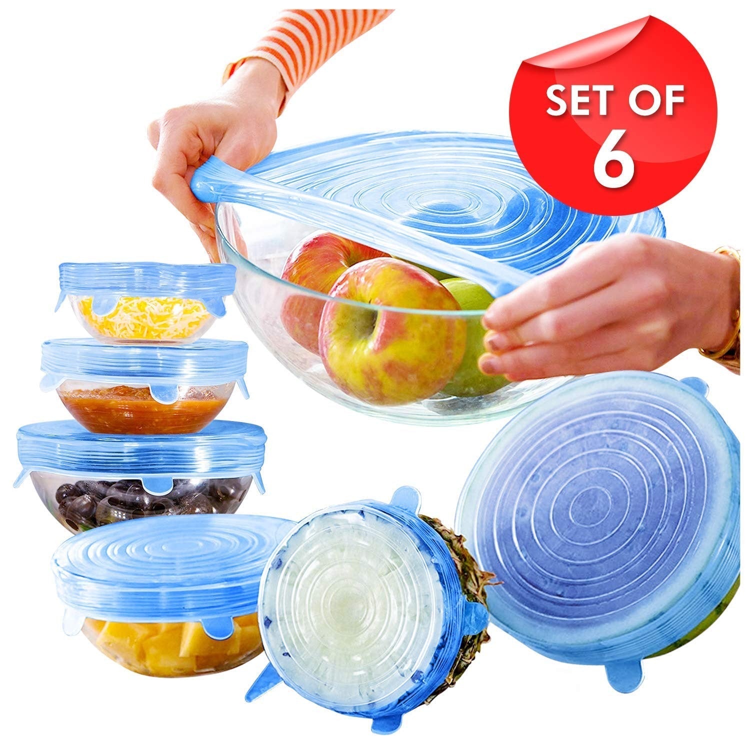 Silicone Stretch Lids | Pack of 6 | Reuseable | Washable
